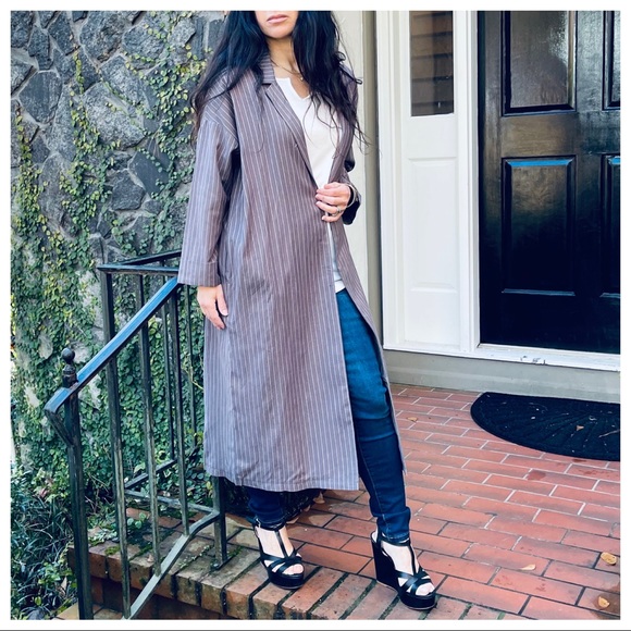 #06 LAST ONE Chic stripes trench coat with pockets - Picture 7 of 10